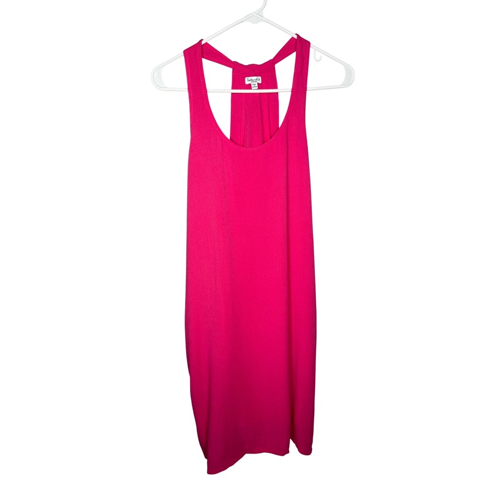 Splendid Hot Pink Racerback Mini Dress Textured Rayon Sleeveless SD10437 Medium